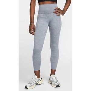 "NWT"Nike One Women's High-Waisted 7/8 Leggings with Pockets FN3241-084 Grey L